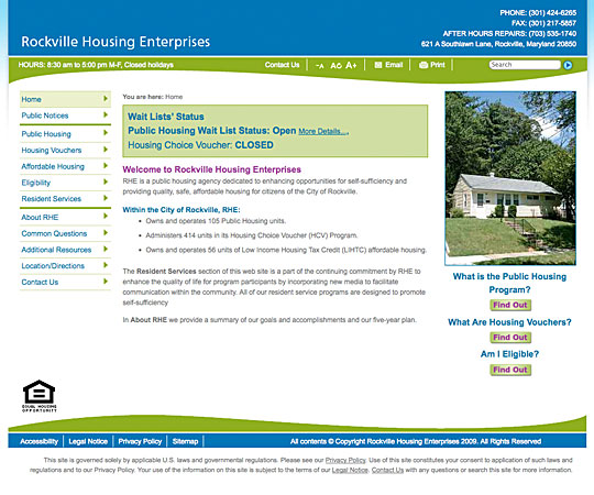Rockville Housing Enterprises Web Site